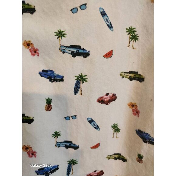 M5 Denim & flower button-up tropical/car print shirt - Picture 3 of 6